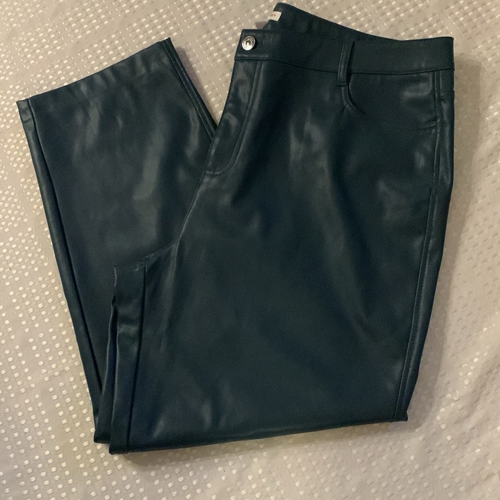 Joe Fresh Womens dark blue plus-size faux leather pants, size 20W.